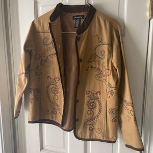 Vintage Denim & Co multi embroidered floral jacket.